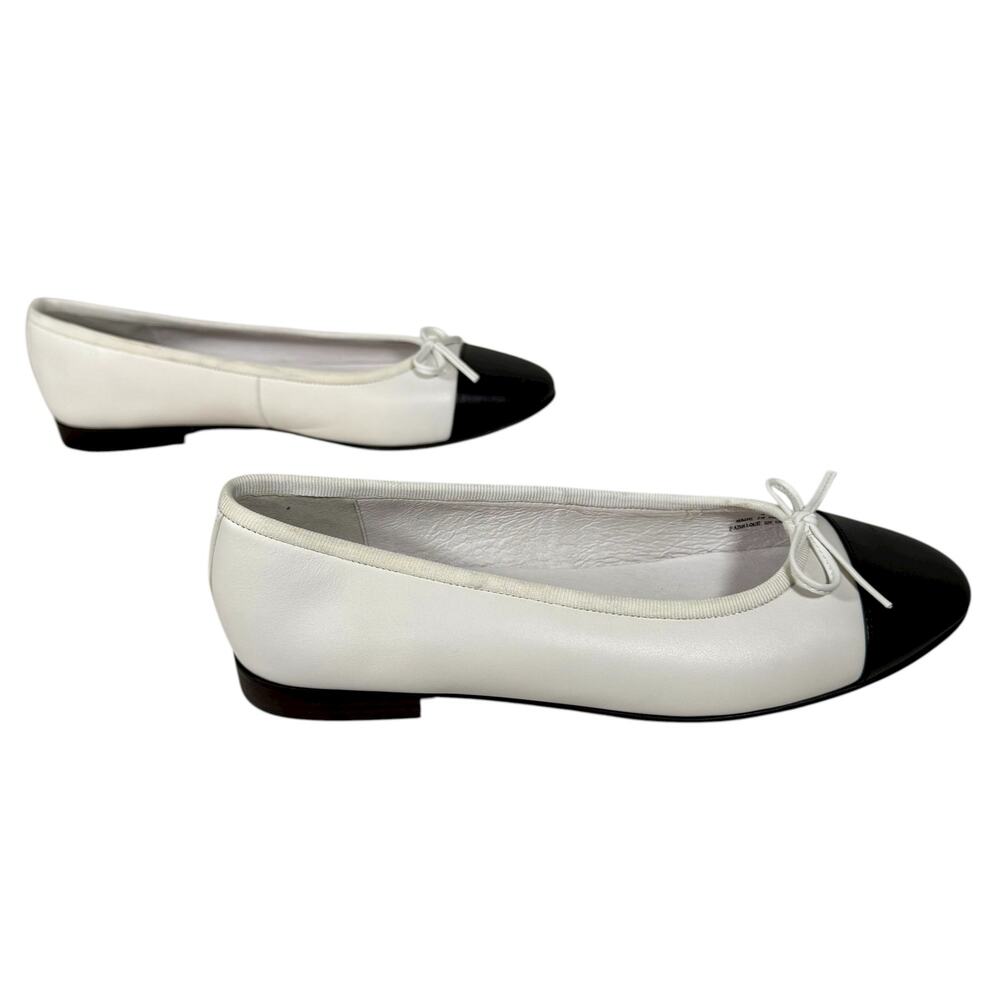 Jeffrey Campbell Women's 9 Two-Tone White & Black Genuine Leather Ballet Flats - Picture 3 of 8